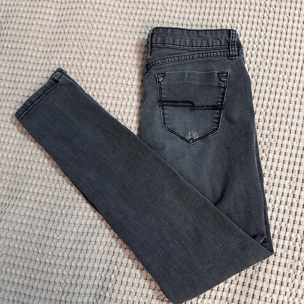 2.1 Denim charcoal gray skinny jeans Distressed 28 women’s